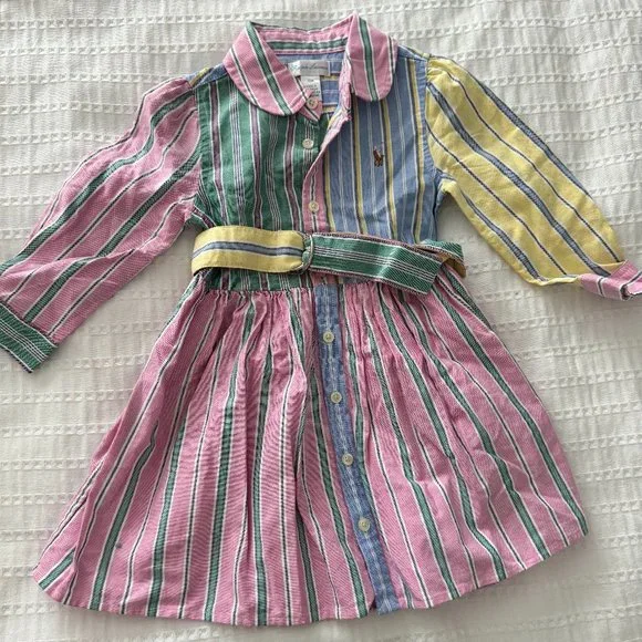 [NWOT] Polo Ralph Lauren Belted Cotton Oxford Fun Shirtdress - Size 12 Months - Picture 5 of 9
